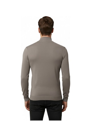 Deepsea Vizon Slim Fit Yarım Balıkçı Yaka Likralı İnce Triko Erkek Yarım Boğazlı Kazak 2505502 Vizon