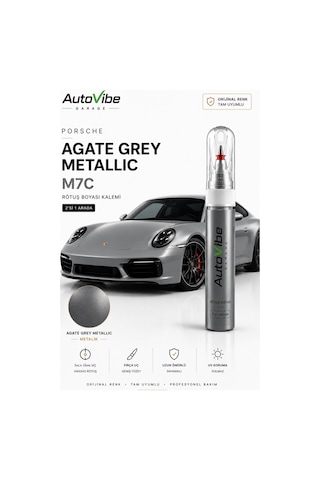 Porsche Agate Grey Metallic M7s Rötuş Boya Kalemi 2'si 1 Arada Orijinal Renk Uyumlu