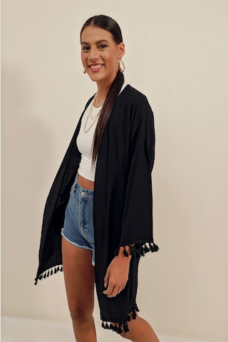5833 Fırfırlı Kimonıo - Siyah 5833bgd19-001-12277 001