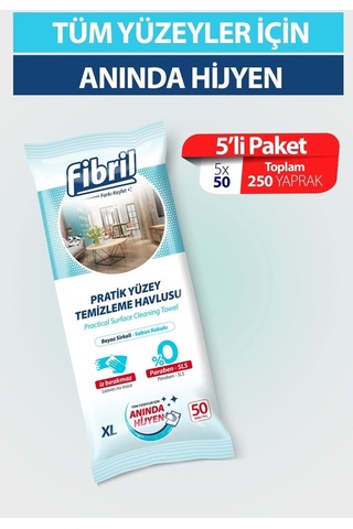 Fibril XL Beyaz Sirkeli Beyaz Sabun Kokulu Plastik Kapaklı Yüzey Temizlik Havlusu 50 Yaprak