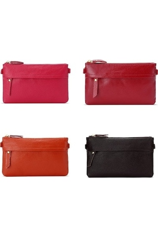 Bayanlar Tek Omuz Çapraz Cep Telefonu Bozuk Para Cüzdanı Koyu Kırmızı Koyu Kırmızı