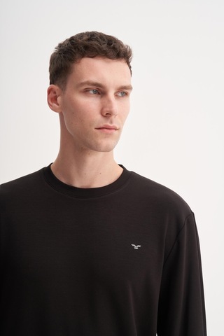 Cazador 53140 Erkek Bisiklet Yaka Sweatshirt Siyah
