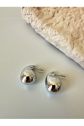 Bottega Gözyaşı Damlası Kadın Küpe Gümüş Renk Gümüş