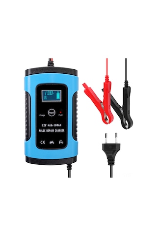 Symbee 12v 6a Akıllı Akü Şarj Cihazı, Tam Otomatik, Pil Onarımı, Soğutma Fanlı, Lityum Dışında Akü Tipleri İçin, Mavi, Avrupa Standartı