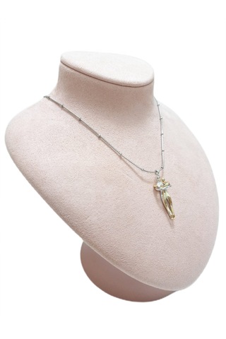 Çelik Kolye Sarılan Çift Kadın Erkek Figürlü Dorika Zincir 41 Cm Ayarlanabilir Altın Sarısı Gold Gold