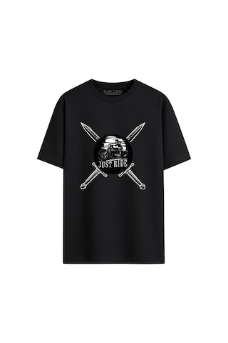Black Nova Oversize Baskılı Unisex %100 Pamuk T-shirt Sunset Cross Siyah