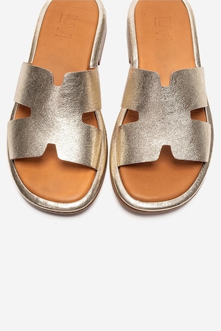 Luvishoes Brıo Altın Hakiki Deri Kadın Terlik