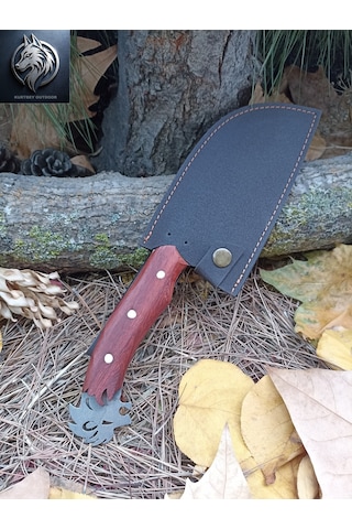 Almazan Model Orta Boy Avcı 31cm Aslan Kafalı Kamp Bıçağı Çok Renkli