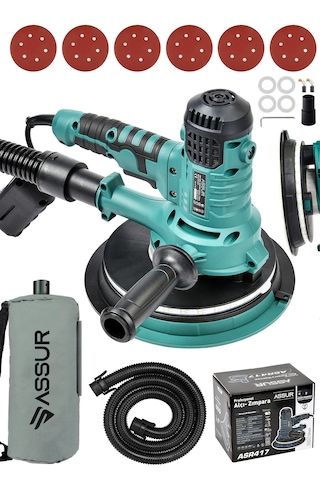 Assur ASR417 850 W Ledli Toz Emmeli Zımpara Makinesi Mavi