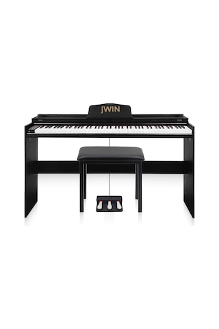 Jwin Sdp-92p Tuş Hassasiyetli 88 Tuşlu Kapaklı Dijital Piyano + Tabure Ve 3'lü Pedal - Siyah