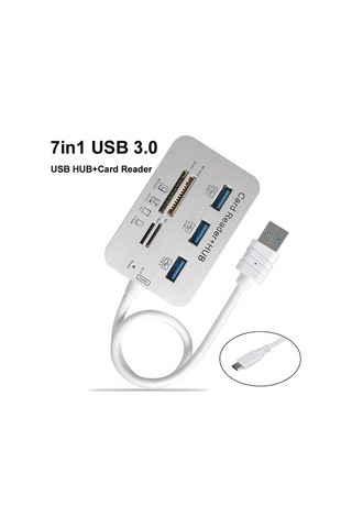 Xuweiwei Beyaz 7si 1 Arada Usb Type C 30 Hub 3 Port 4 Port Genisletici Sd Tf Ms M2 Hafiza Kart Okuyucu Adaptor Pc Laptop