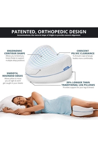 WhiteBlanco Ortopedik Bacak Arası Yan Yatış Yastığı Ergonomik Uyku Minderi Beyaz