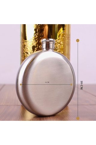 Perlotus 5 Oz 150 Cc Hunili Çelik Viski Yuvarlak İçki Cep Matarası Gri