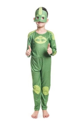 Hanbey Pazarlama Unisex Çocuk Yeşil Pija Maskeliler Gekko Kertenkele Kostüm Yeşil
