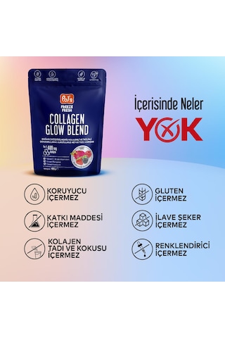 Pol's Freeze Fresh Glow Blend 100 G, Dondurularak Kurutulmuş Meyve Tozu, Kolajen, İnülin, Yüksek Lif, Manganez