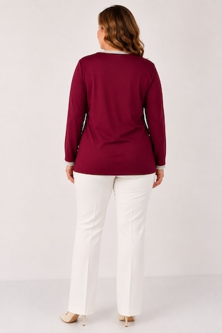 Bihan Store Detay.y26-642 V Yaka Penye Bluz Bordo
