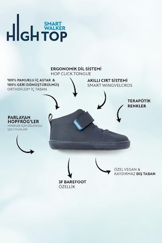 Smart Walker High Top Süper Mat Lacivert Barefoot Çocuk Bot-süper Mat Lacivert