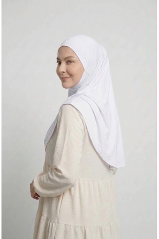 Alivascarf Pratik Hijab Sandy Şal - Hazır Türban Tesettür Eşarp Namazlık Namaz Örtüsü beyaz