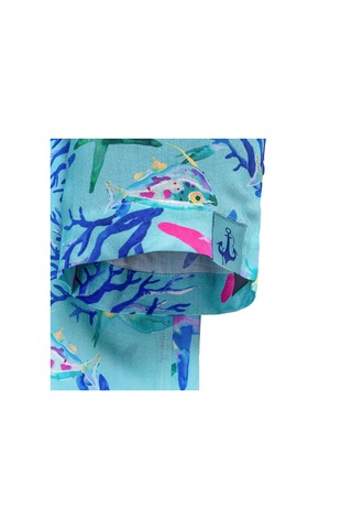 Anemoss Akvaryum Desenli %100 Viskon Yumuşak Nefes Alabilir Kumaşlı Erkek Gömlek Çok Renkli