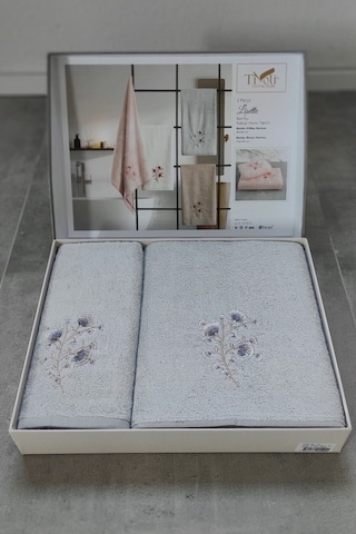 2'li Nakışlı Bambu Banyo Havlu Seti-tivoli Lisette Gri