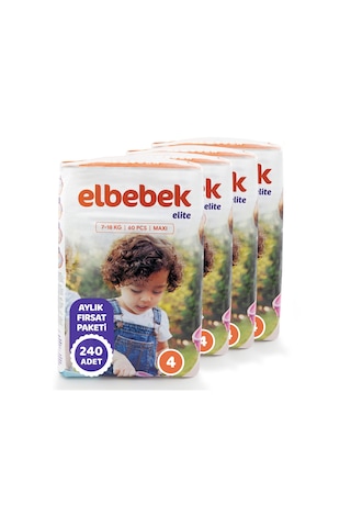Elbebek Elite Bebek Bezi 4 Numara Maxi Fırsat Paketi 240 Adet 4'lü