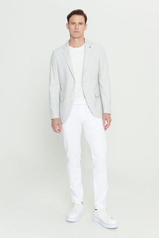 AC&Co / Altınyıldız Classics Erkek Açık Gri Slim Fit Dar Kesim Mono Yaka Armürlü Ceket