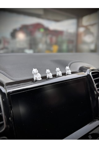 4 Parça Sevimli Kedi Ailesi Dikiz Aynası Süsü - Kedi Ayna Süsü Araba Süsü Torpido Süsü Oto Aksesuar