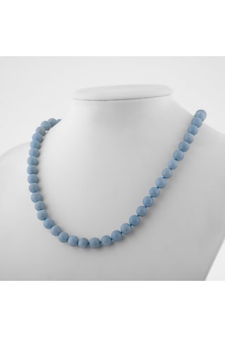 Safnaturel Anjelit 8 Mm Düğümlü Doğal Taş Kolye