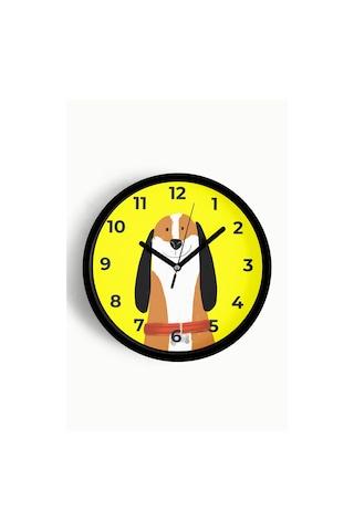 Sevimli Köpek Çocuk Odası Duvar Saati - 30cm - Önü Camlı Siyah Kasa - Sessiz Mekanizma-jh1062 Siyah