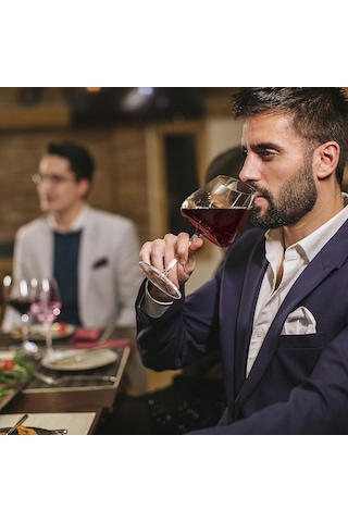Eğimli Beyaz Şarap Kadehi 2'li Set, Modern Kurşunsuz El Üflemeli Uzun Kök Kırmızı Şarap Kadehleri, Benzersiz İ Çok Renkli