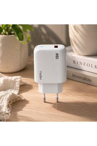 Hepu Hp-618 18w 3a Hızlı Şarj Adaptörü İos Uyumlu Lightning Kablo Dahil Qualcomm Quick Charge Destekli 18 W