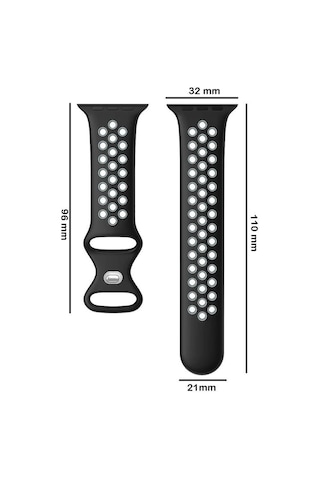 Wozlo Apple Uyumlu Watch 1, 2, 3, 4, 5, 6, 7, 8, Se Nike Serisi Silikon Kordo S-m Beden 38/40/41mm - Siyah