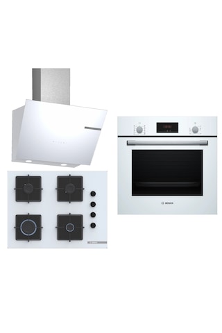 Bosch HBF512BW1T - POP7C2P30O - DWK66PJ20T Beyaz Ankastre Set