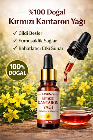 Kırmızı Kantaron Yağı 20 Ml %100 Doğal Kantaron Yağı Cilt Bakım Ve Masaj İçin