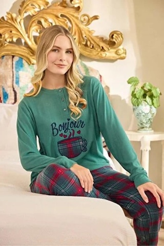 Aydoğan Kadın Düğme Yaka Termal Pijama Takımı 240668y- 1 Adet Yeşil