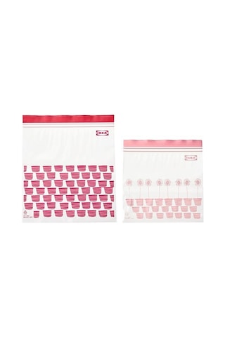 Ikea Istad Kilitlenebilir Buzdolabı Poşeti, Kırmızı-pembe, 2,5 Lt Ve 1,2 Lt, 50 Adet