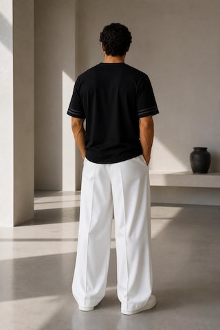 Alexandergardi Şerit Detaylı Kontrast Yaka Basic T-shirt Siyah