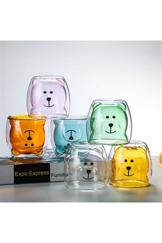 Çizgi Film Dux Cam Ayı Bardakları Şeffaf Şeffaf