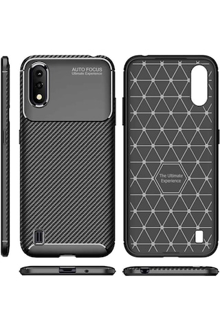 Samsung Galaxy Uyumlu A01 Karbon Desenli Negro Silikon Kılıf