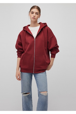 Mavi - Kapüşonlu Fermuarlı Bordo Sweatshirt 1610221-85493 Bordo