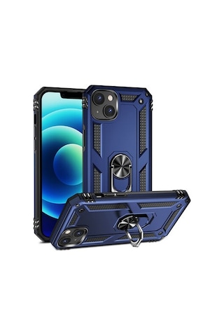 Apple Uyumlu iPhone 14 Plus Kılıf Tam Koruma Çift Katmanlı İbiza Sert Silikon Kapak Mavi