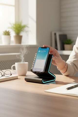 Şeritli Ve Desenli Telefon Standı Turkuaz