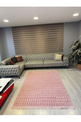 Aries Home Tavşan Tüyü Yumuşak Keçeleşmez Kaymaz Dekoratif Bella İthal Kalite Post Halı Pembe