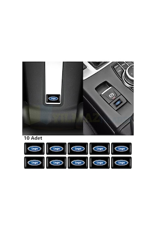 Ford Logo Arma Direksiyon Jant Vites Torpido Ayna Damla Silikon Etiket Çıkartma Oto Sticker 18x11mm