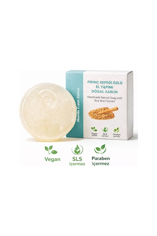 Pirinç Kepeği Özlü El Yapımı Doğal Oval Sabun - 100 Gr Pirinç Kepeği