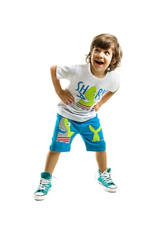 Denokids Shark Island Şort Takım Çok Renkli