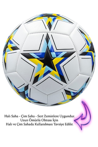 Alastor Şampiyonlar Ligi Pompalı Sert Zemin Futbol Topu Mavi - Sarı
