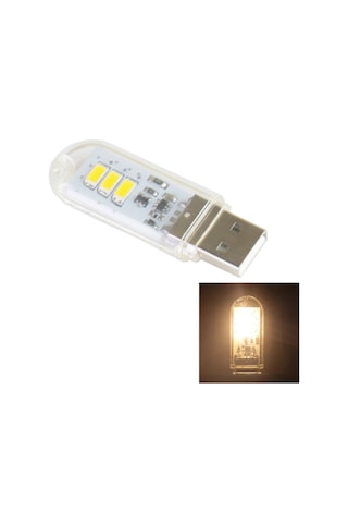 Sones 1,5 W Flash Disk Tarzı Usb Işık, 140 Lm 3 Led Smd 5630 Dokunmatik Anahtarlı Sıcak Beyaz Işık
