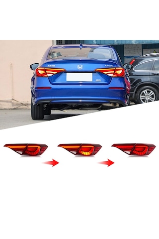 Civic Fe1 Uyumlu Led Stop / Dragon - Kırmızı 2022+
