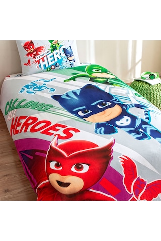 Taç Lisanslı Pj Masks Super Team Pamuk Tek Kişilik Nevresim Takımı 000000001000048891 Çok Renkli